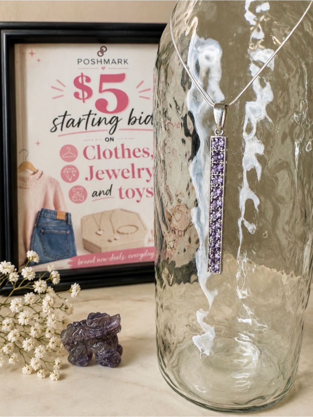 Sterling Silver Amethyst Bar Necklace Give Away !! ( 5/10-5/17)